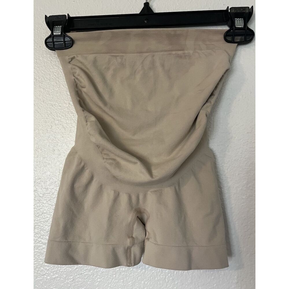 High-Waisted Beige Shapewear Shorts Maternity Size S Polyamide Elastane Stretch